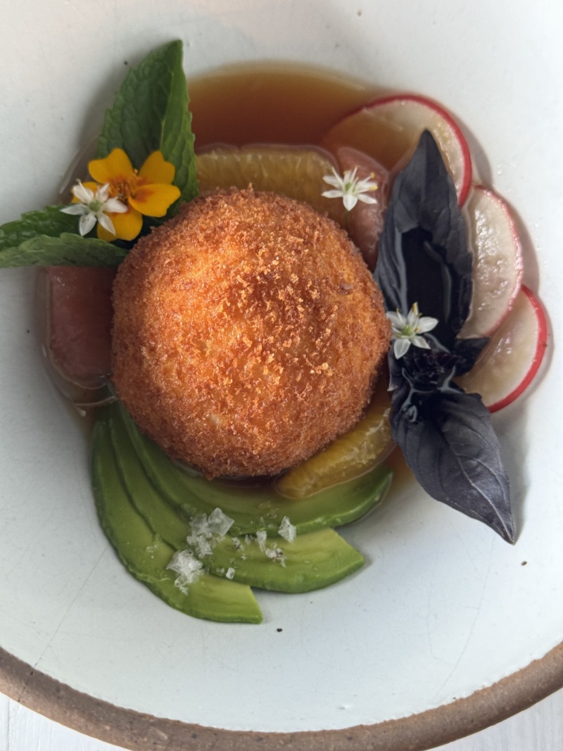 Bacchanalia signature dishes Gulf Crab Fritter
Wood Grilled Prime NY Strip
Confit Foie Gras Terrine